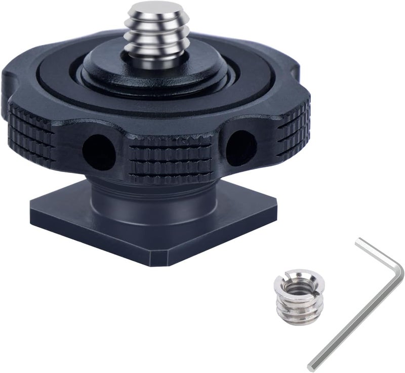 Mechrig Cold Shoe Adapter with Dual 1/4 & 3/8 Screw Mount – Aluminum Alloy Camera Mount for Tripod, Microphone, LED Light, DSLR – Anti-Scratch Quick Release (62049) - Image 1